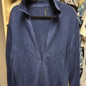 Sisley Men's Blue Zip-Up Sweater